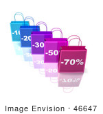 #46647 Royalty-Free (Rf) Illustration Of A 3d Row Of Blue And Purple Discount Shopping Bags - Version 2