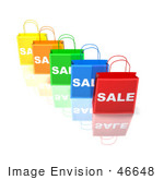 #46648 Royalty-Free (Rf) Illustration Of A 3d Row Of Colorful Sale Shopping Bags - Version 2