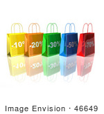 #46649 Royalty-Free (Rf) Illustration Of A 3d Row Of Colorful Discount Shopping Bags - Version 1