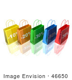 #46650 Royalty-Free (Rf) Illustration Of A 3d Row Of Colorful Discount Shopping Bags - Version 2
