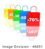 #46651 Royalty-Free (Rf) Illustration Of A 3d Row Of Colorful Discount Shopping Bags - Version 3