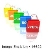 #46652 Royalty-Free (Rf) Illustration Of A 3d Row Of Colorful Discount Shopping Bags - Version 4