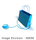 #46656 Royalty-Free (Rf) Illustration Of A 3d Blue Shopping Bag With A Computer Mouse - Version 4