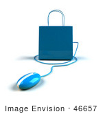 #46657 Royalty-Free (Rf) Illustration Of A 3d Blue Shopping Bag With A Computer Mouse - Version 5