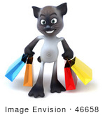 #46658 Royalty-Free (Rf) Illustration Of A 3d Siamese Pussy Cat Mascot Carrying Shopping Bags - Version 1