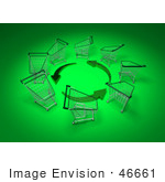 #46661 Royalty-Free (Rf) Illustration Of A Circle Of 3d Shopping Carts Around Circling Green Arrows - Version 1