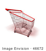 #46672 Royalty-Free (Rf) Illustration Of A 3d Empty Red Rimmed Shopping Cart - Version 4