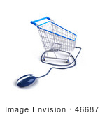 #46687 Royalty-Free (Rf) Illustration Of A 3d Shopping Cart With A Computer Mouse - Version 1