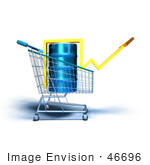 #46696 Royalty-Free (Rf) Illustration Of A 3d Arrow Over An Oil Barrel In A Shopping Cart - Version 4