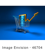 #46704 Royalty-Free (Rf) Illustration Of A 3d Arrow Over An Oil Barrel In A Shopping Cart - Version 1