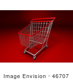 #46707 Royalty-Free (Rf) Illustration Of A 3d Empty Red Rimmed Shopping Cart - Version 1