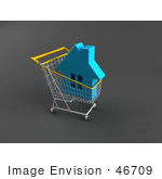 #46709 Royalty-Free (Rf) Illustration Of A 3d Blue Home In A Shopping Cart