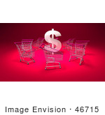 #46715 Royalty-Free (Rf) Illustration Of A 3d Dollar Symbol Surrounded By Shopping Carts - Version 5