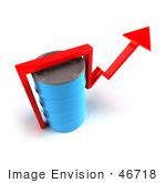 #46718 Royalty-Free (Rf) Illustration Of A 3d Red Arrow Going Around A Blue Oil Barrel - Version 4