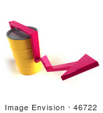 #46722 Royalty-Free (Rf) Illustration Of A 3d Pink Arrow Going Around A Yellow Oil Barrel - Version 3