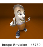 #46739 Royalty-Free (Rf) Illustration Of A 3d Cigarette Mascot Holding Up His Middle Finger - Version 4