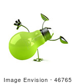 #46765 Royalty-Free (Rf) Illustration Of A Green 3d Glass Light Bulb Mascot Doing A Cartwheel - Version 2