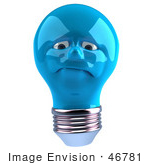#46781 Royalty-Free (Rf) Illustration Of A Grumpy Blue 3d Electric Light Bulb Head Mascot
