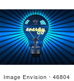 #46804 Royalty-Free (Rf) Illustration Of A 3d Blue Energy Glass Light Bulb