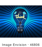#46806 Royalty-Free (Rf) Illustration Of A 3d Blue Think Glass Light Bulb