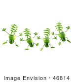 #46814 Royalty-Free (Rf) Illustration Of Four Green 3d Spiral Light Bulb Mascots Leaping
