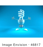 #46817 Royalty-Free (Rf) Illustration Of A Blue 3d Spiral Light Bulb Mascot Holding His Arms Open - Version 1