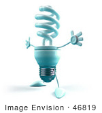 #46819 Royalty-Free (Rf) Illustration Of A Blue 3d Spiral Light Bulb Mascot Holding His Arms Open - Version 3