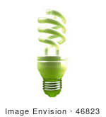 #46823 Royalty-Free (Rf) Illustration Of A Green 3d Spiral Light Bulb - Version 2