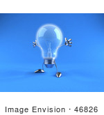 #46826 Royalty-Free (Rf) Illustration Of A 3d Glass Light Bulb Mascot Holding His Arms Out - Version 5