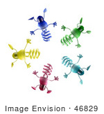 #46829 Royalty-Free (Rf) Illustration Of A Group Of Colorful 3d Spiral Light Bulb Mascots In A Circle