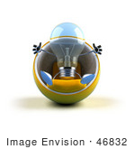 #46832 Royalty-Free (Rf) Illustration Of A Blue 3d Glass Light Bulb Mascot Sitting In A Cocoon Chair - Version 1