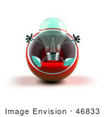 #46833 Royalty-Free (Rf) Illustration Of A Green 3d Glass Light Bulb Mascot Sitting In A Cocoon Chair - Version 1