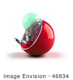 #46834 Royalty-Free (Rf) Illustration Of A Green 3d Glass Light Bulb Mascot Sitting In A Cocoon Chair - Version 2