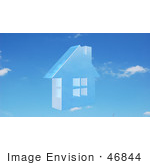 #46844 Royalty-Free (Rf) Illustration Of A 3d Faint Blue House In A Sky - Version 2