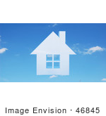 #46845 Royalty-Free (Rf) Illustration Of A 3d Faint Blue House In A Sky - Version 1