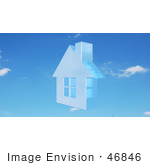 #46846 Royalty-Free (Rf) Illustration Of A 3d Faint Blue House In A Sky - Version 3