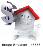 #46888 Royalty-Free (Rf) Illustration Of A 3d White Clay House Mascot Holding A Dollar Symbol - Version 2