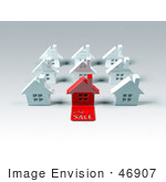 #46907 Royalty-Free (Rf) Illustration Of A 3d Red House With A For Sale Slab On The Front - Version 3