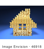 #46918 Royalty-Free (Rf) Illustration Of A 3d House Made Of Golden Coin Stacks - Version 1