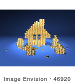 #46920 Royalty-Free (Rf) Illustration Of A 3d House Made Of Golden Coin Stacks - Version 2