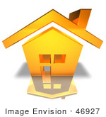 #46927 Royalty-Free (Rf) Illustration Of A 3d Yellow House With With A Chimney - Version 2