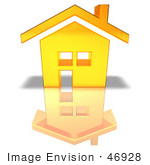 #46928 Royalty-Free (Rf) Illustration Of A 3d Yellow House With With A Chimney - Version 1
