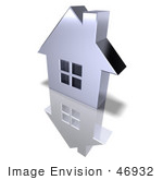 #46932 Royalty-Free (Rf) Illustration Of A 3d Chrome House With Windows - Version 2