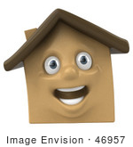 #46957 Royalty-Free (Rf) Illustration Of A 3d Brown Clay House Mascot Smiling - Version 2