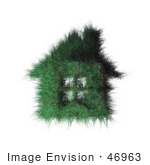 #46963 Royalty-Free (Rf) Illustration Of A 3d Grassy Green House With Windows - Version 2