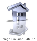 #46977 Royalty-Free (Rf) Illustration Of A 3d Chrome House With Windows - Version 5