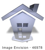 #46978 Royalty-Free (Rf) Illustration Of A 3d Chrome House With Windows - Version 6