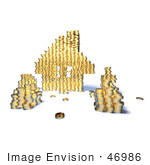 #46986 Royalty-Free (Rf) Illustration Of A 3d House Made Of Golden Coin Stacks - Version 8