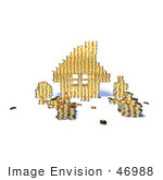 #46988 Royalty-Free (Rf) Illustration Of A 3d House Made Of Golden Coin Stacks - Version 6
