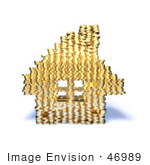 #46989 Royalty-Free (Rf) Illustration Of A 3d House Made Of Golden Coin Stacks - Version 5